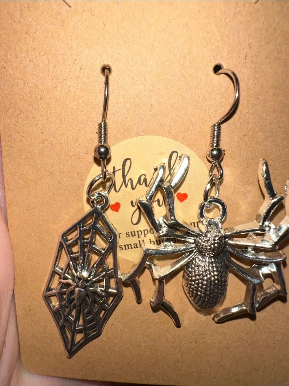 Silver Spider and Web Dangle Earrings - Kids Accessories